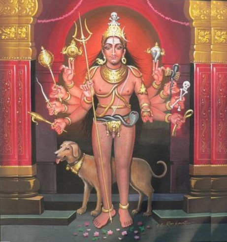 Shiva mit seinem historischen Reittier, dem Hund