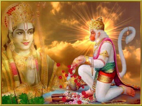Hanuman betet zu Rama